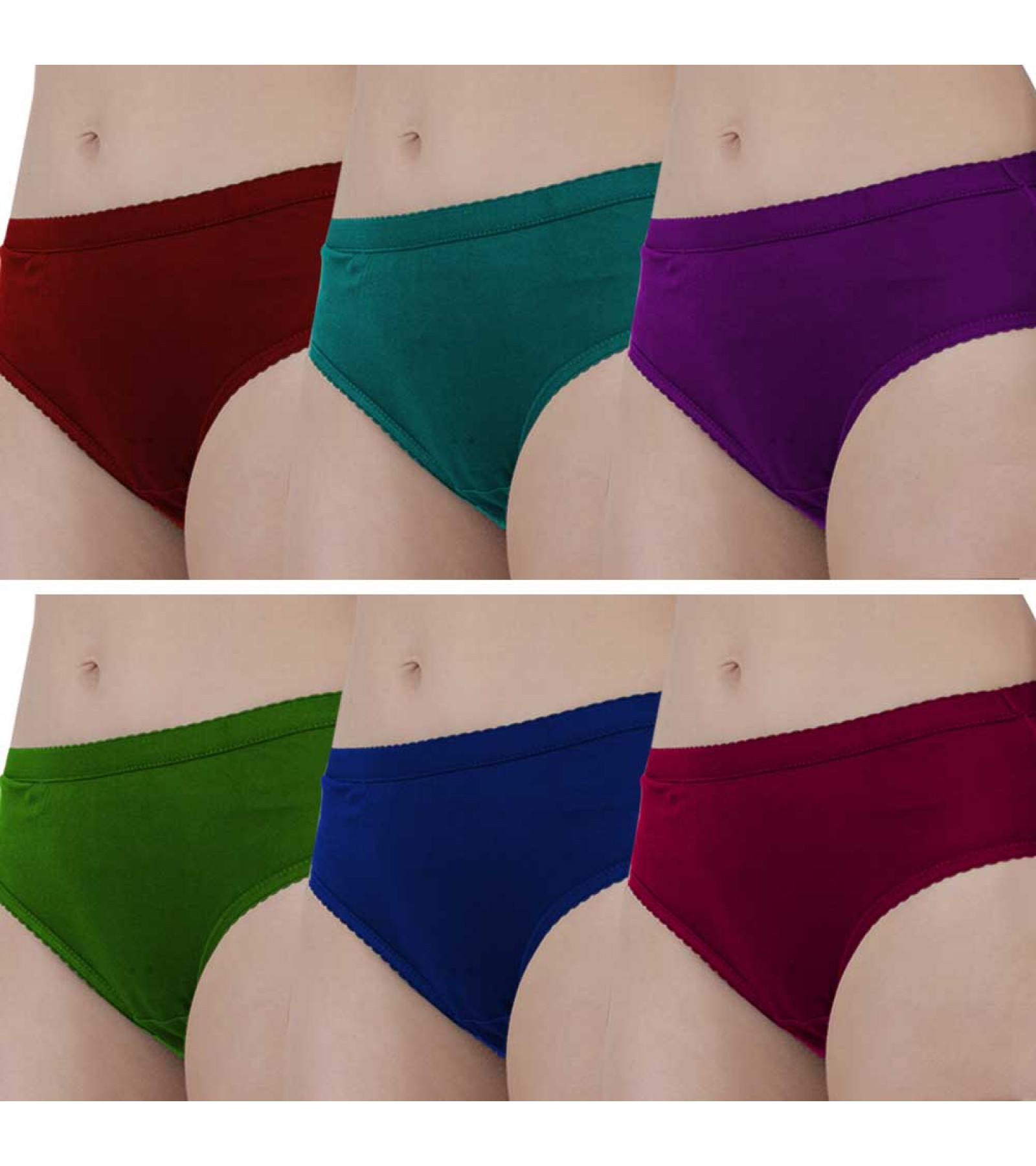 Vink Multicolor Womens Plain Panties 6 Pack Combo | Inner Elastic Panty